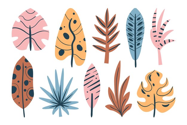 Free vector abstract tropical leaves collection