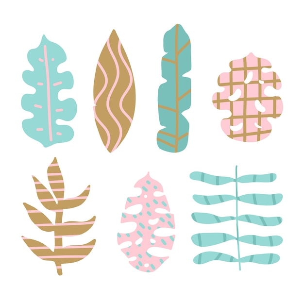 Abstract tropical leaves set