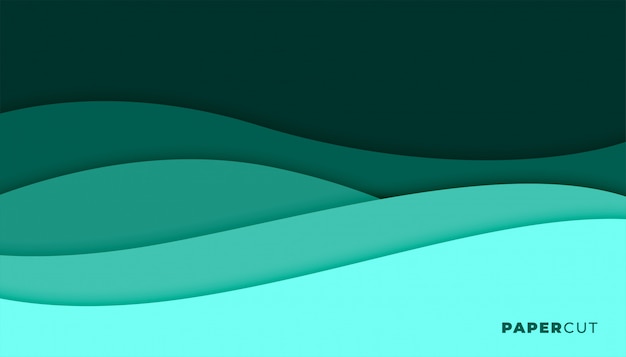 抽象的なターコイズ色のpapercutスタイルの背景デザイン