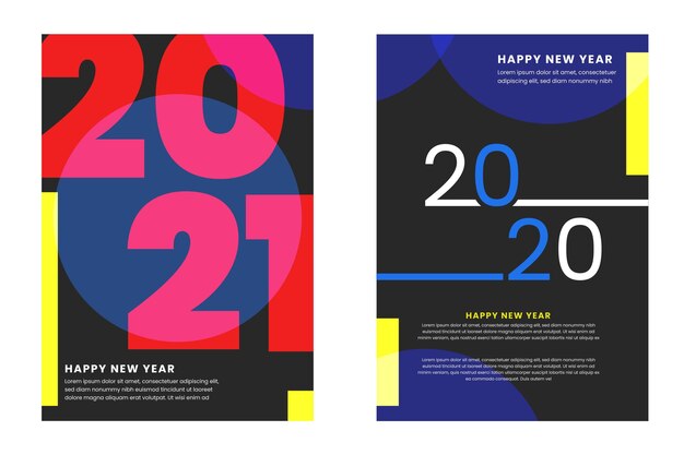 抽象的な活版印刷の新年2021年パーティーチラシテンプレート