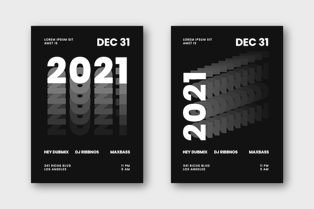 Абстрактный типографский шаблон флаера вечеринки новый год 2021