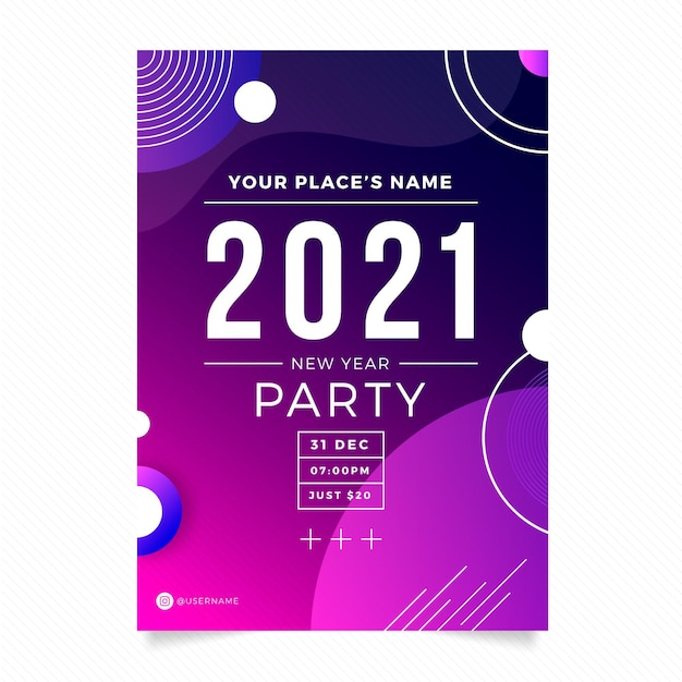 Абстрактный типографский шаблон флаера вечеринки новый год 2021