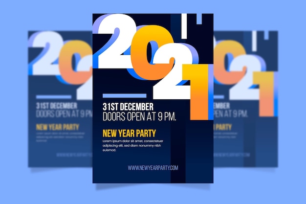 Free vector abstract typographic new year 2021 party poster template