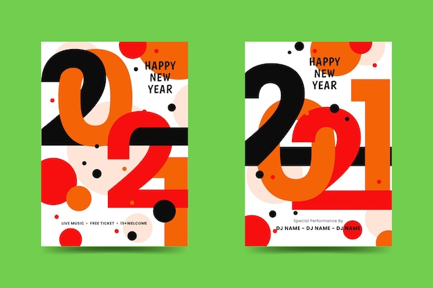 Abstract typographic new year 2021 party poster template