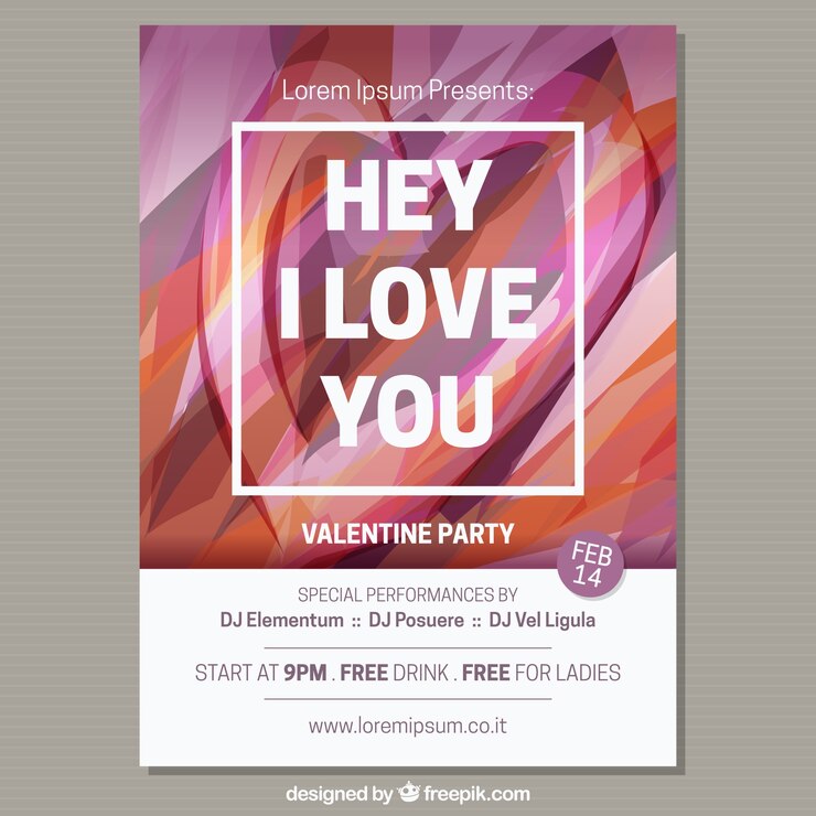 Free Vector abstract valentine party poster with love message
