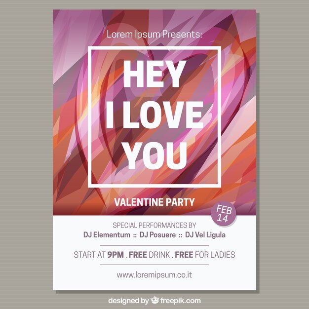 abstract valentine party poster with love message