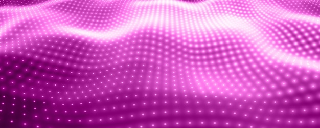 Abstract vector background with violet neon lights forming wavy surface