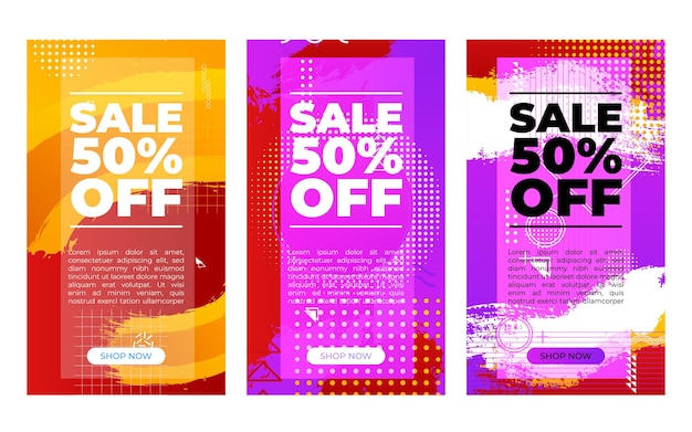 Free vector abstract vector banner vertical set with sale percents