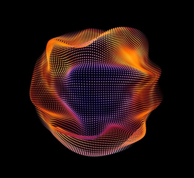 어두운 배경에 추상적인 벡터 화려한 메쉬입니다. 미래 스타일 카드입니다. 비즈니스 프레 젠 테이 션에 대 한 우아한 배경입니다. 타락한 점 구체. 혼돈의 미학