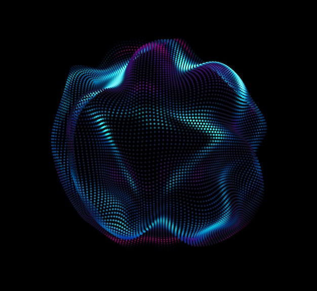 Abstract vector colorful mesh on dark background.