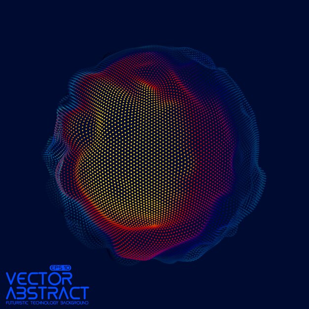 Abstract vector colorful mesh sphere on dark blue