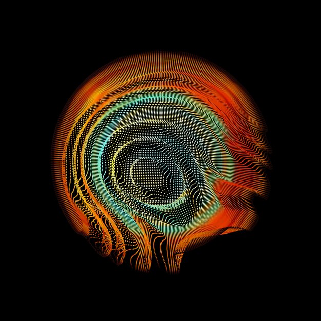 Abstract vector colorful mesh sphere on dark.