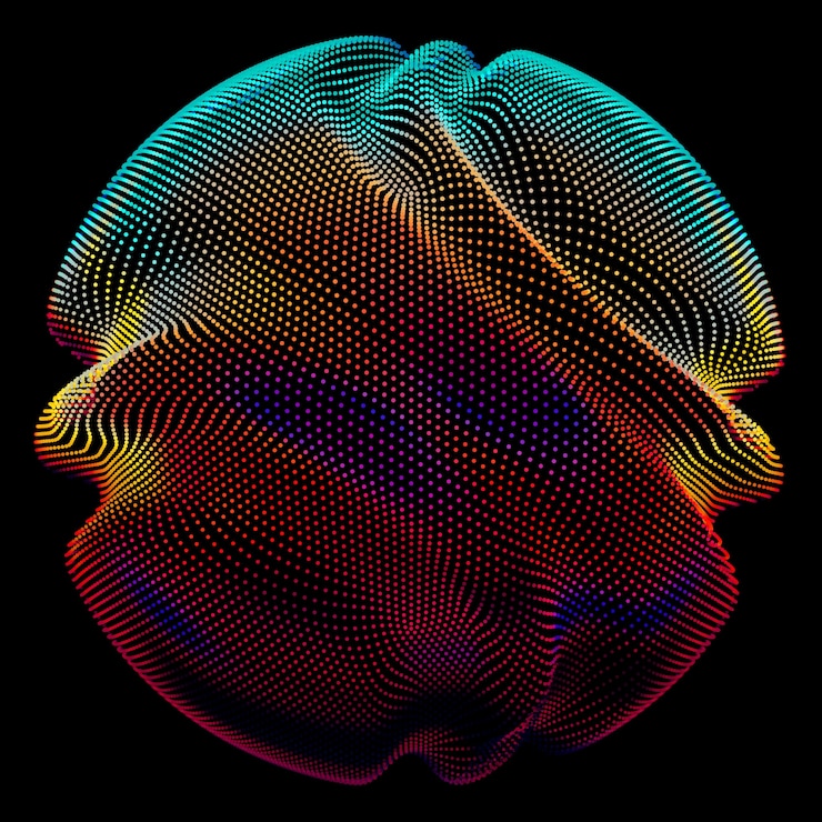Free Vector abstract vector colorful mesh sphere on dark.