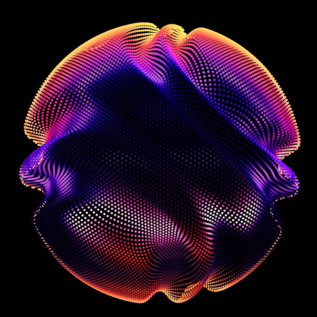 暗闇の中で抽象的なベクトルカラフルなメッシュ球