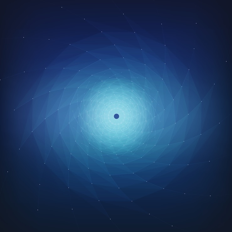 Free Vector abstract vector mesh background. chaotically connected points and polygons flying in space. flying debris. futuristic technology style card. lines, points, circles and planes. futuristic design.