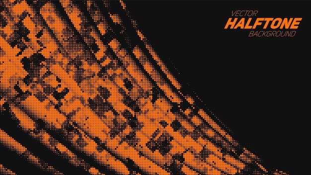 Abstract vector torn orange halftone corner wave. Scrathed dotted texture element.