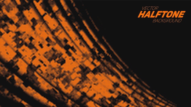 Abstract vector torn orange halftone corner wave Scrathed dotted texture element