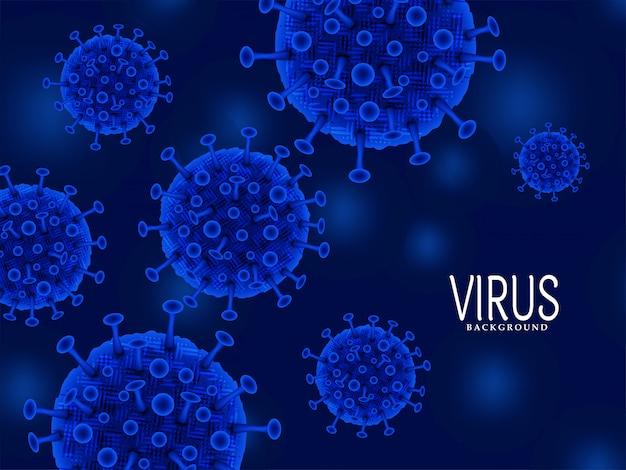 Abstract virus floating blue background