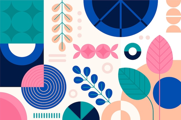 Abstract wallpaper with shapes and plants