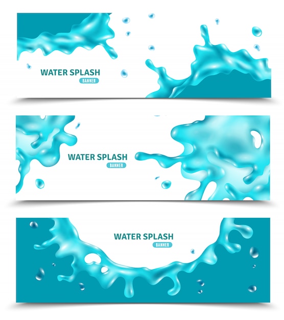 Free vector abstract water blue splashes banners