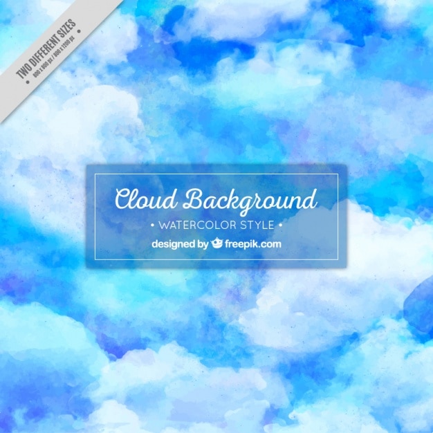 Free vector abstract watercolor background of blue sky with clouds