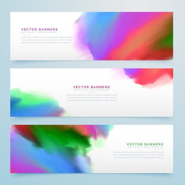 Free vector abstract watercolor banners set background