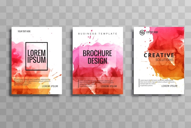 abstract watercolor business brochure set design