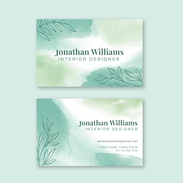 Free vector abstract watercolor business card template