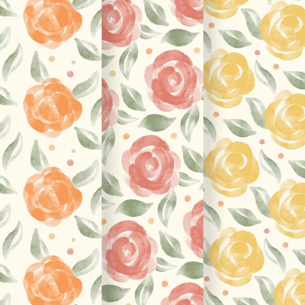 Abstract watercolor floral pattern collection