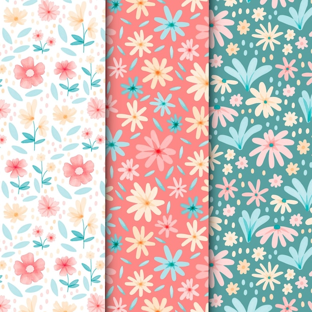 Abstract watercolor floral patterns collection