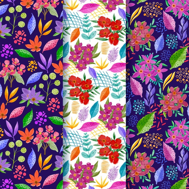 Free vector abstract watercolor floral patterns