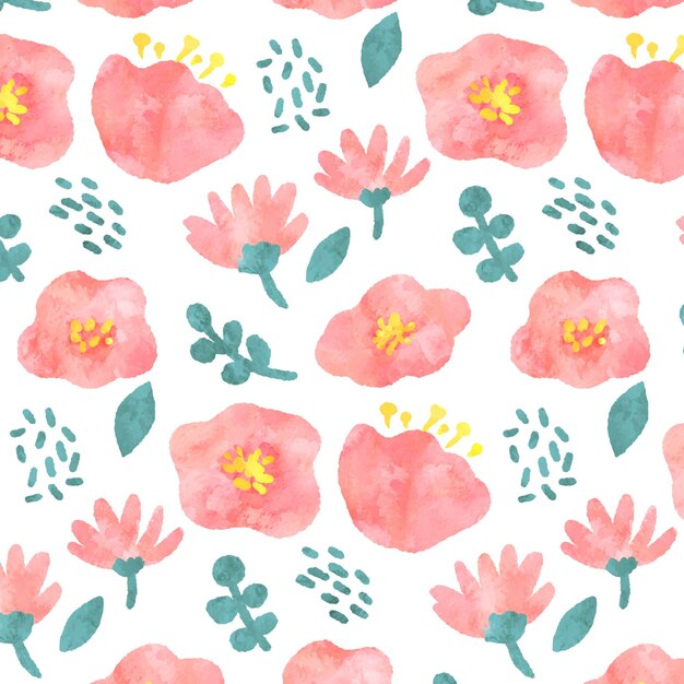 Abstract watercolor flowers pattern