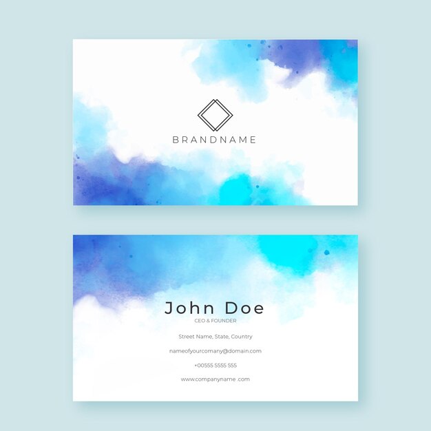Abstract watercolor horizontal business card template