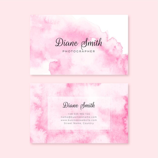 Abstract watercolor horizontal business card template