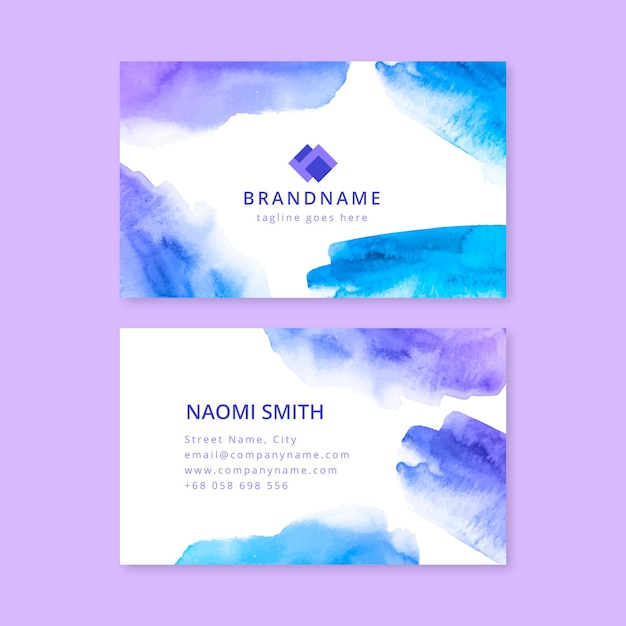 Free vector abstract watercolor horizontal business card template