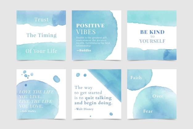 Free vector abstract watercolor instagram posts collection