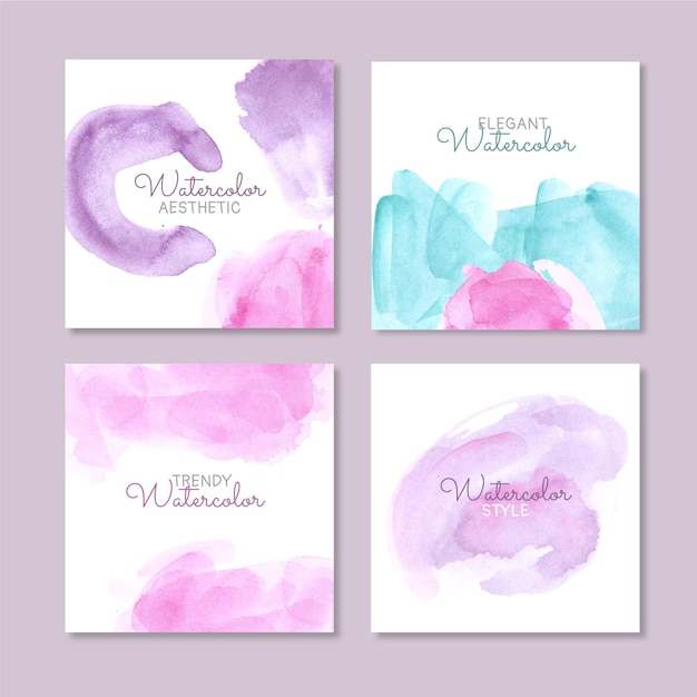 Free vector abstract watercolor instagram posts collection