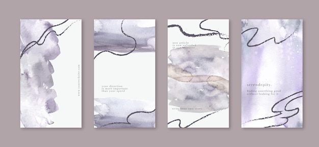Abstract watercolor instagram stories collection