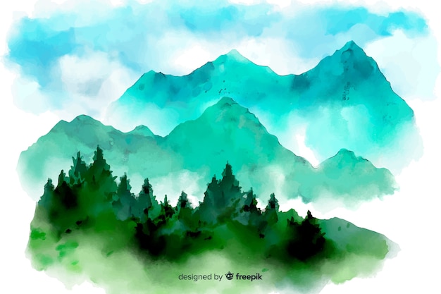 Free vector abstract watercolor landscape background