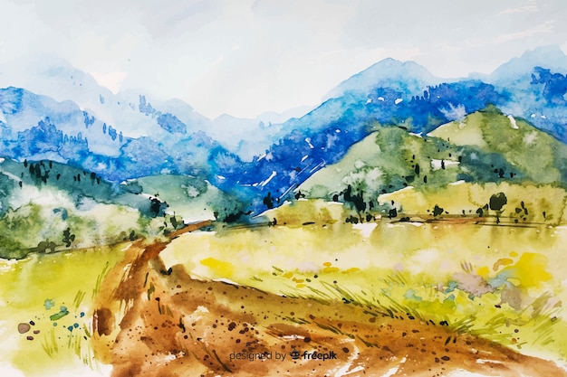 Abstract watercolor landscape background