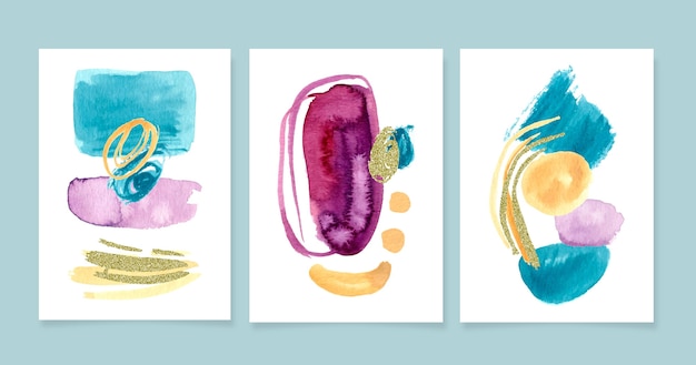 Abstract watercolor shapes covers set