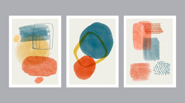 Abstract watercolor shapes covers set