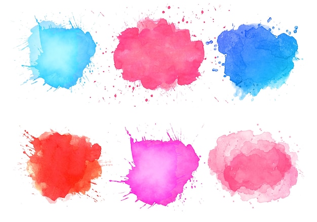 Free vector abstract watercolor splatter stain colorful set design