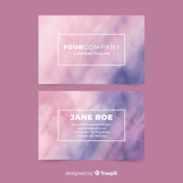 Abstract watercolor stains business card template