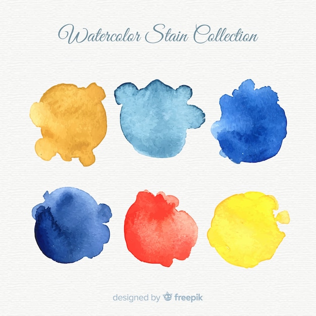 Abstract watercolor stains collection