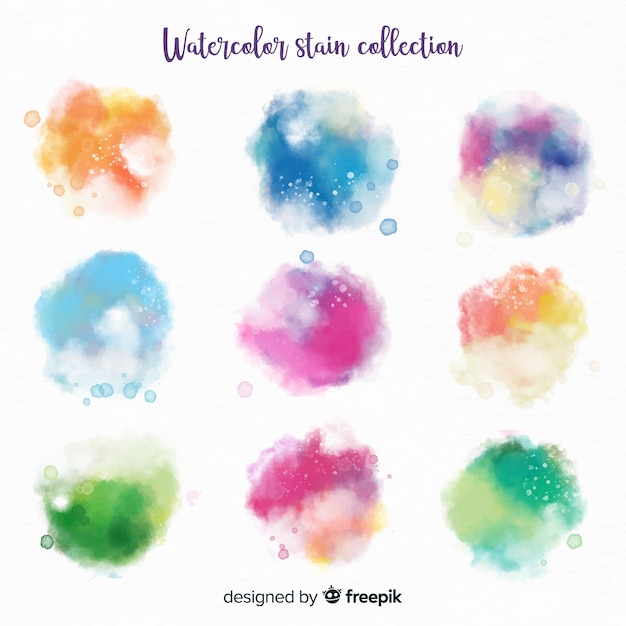 Abstract watercolor stains collection