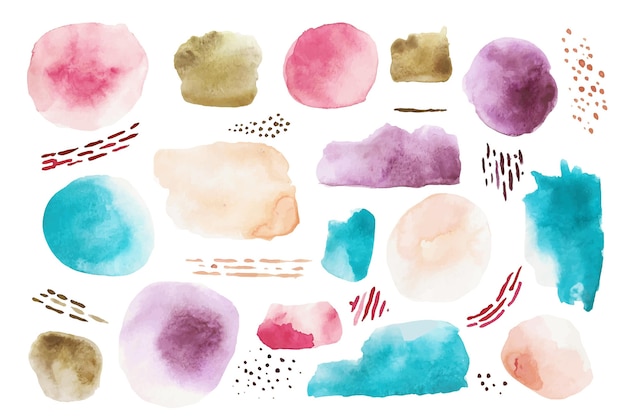 Abstract watercolor stains and strokes