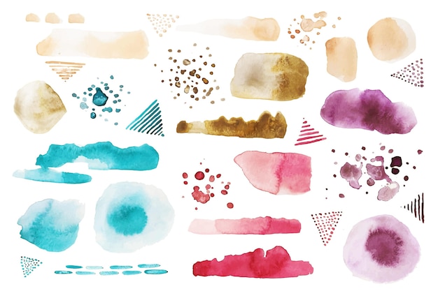 Abstract watercolor stains and strokes