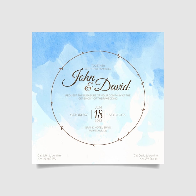 Free vector abstract watercolor wedding invitation template