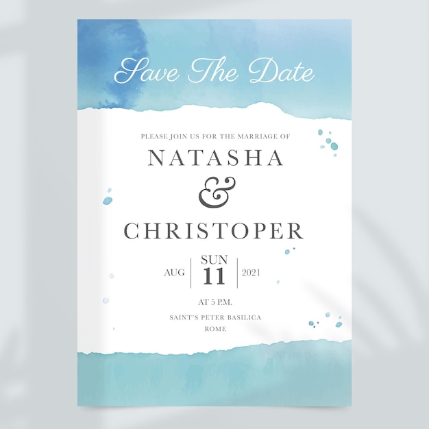 Free vector abstract watercolor wedding invitation template